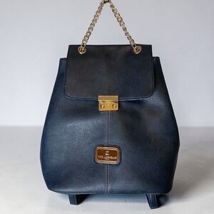 Ted Lapidus Faux‎ Leather Backpack Navy Blue